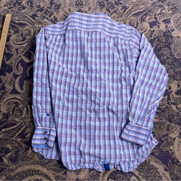Tommy‎ Bahama Shirt Men Size L Blue Check Textured Silk Long Sleeve Casual - Picture 9 of 9